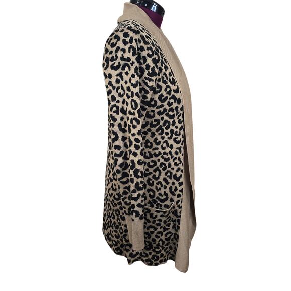 Women's Moon & Madison Cheetah Print Open Knit Sweater Cardigan | Size Large - Picture 3 of 12
